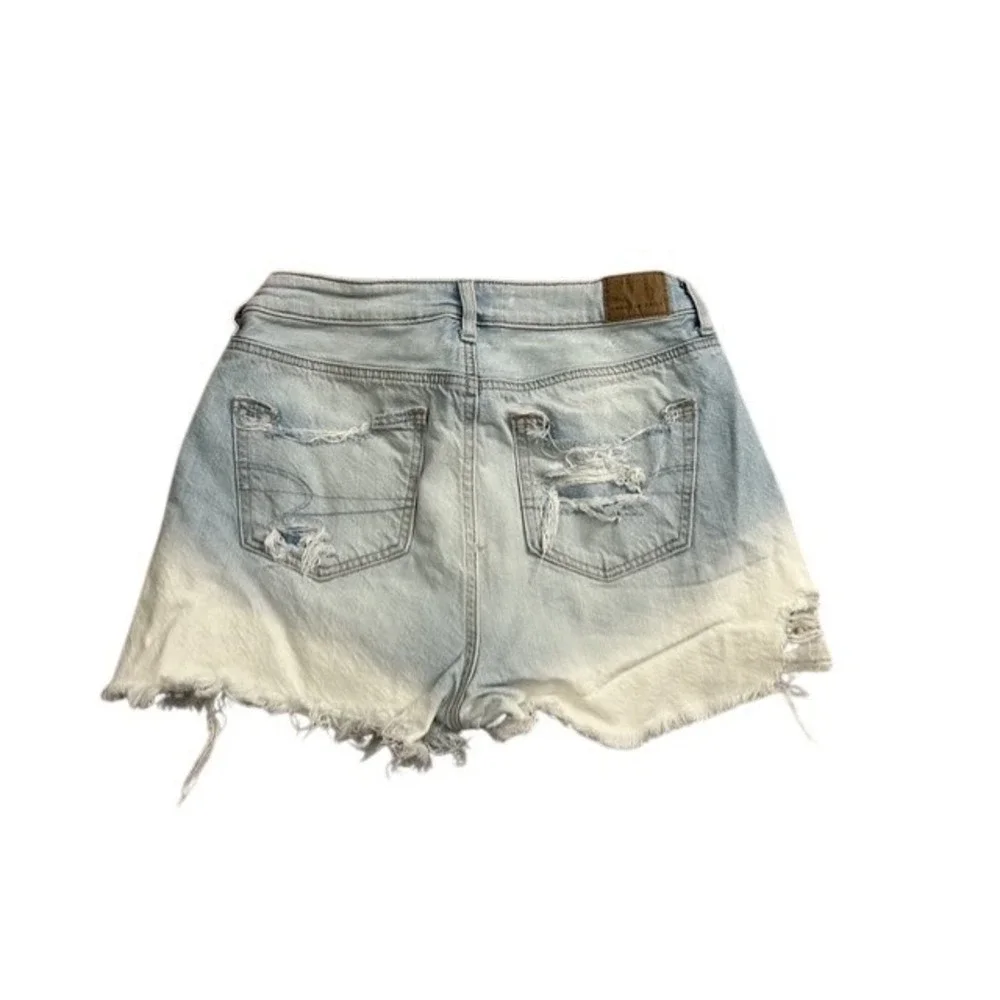 American Eagle Denim Shorts Womens 4 Light Blue Ombre Excellent Distressed High‎